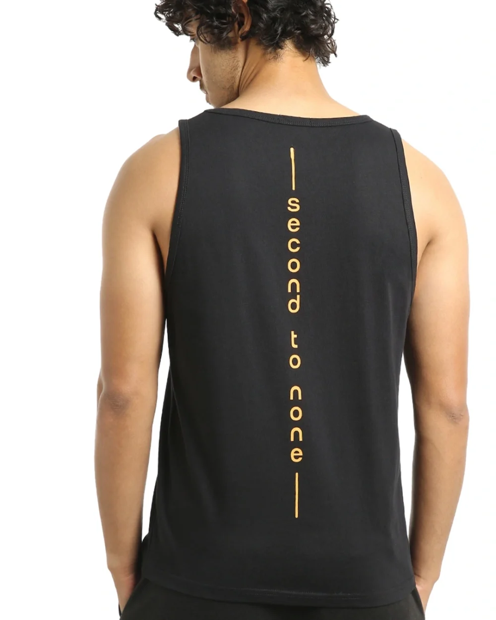 Men's Black Second to None Typography Oversized Vest