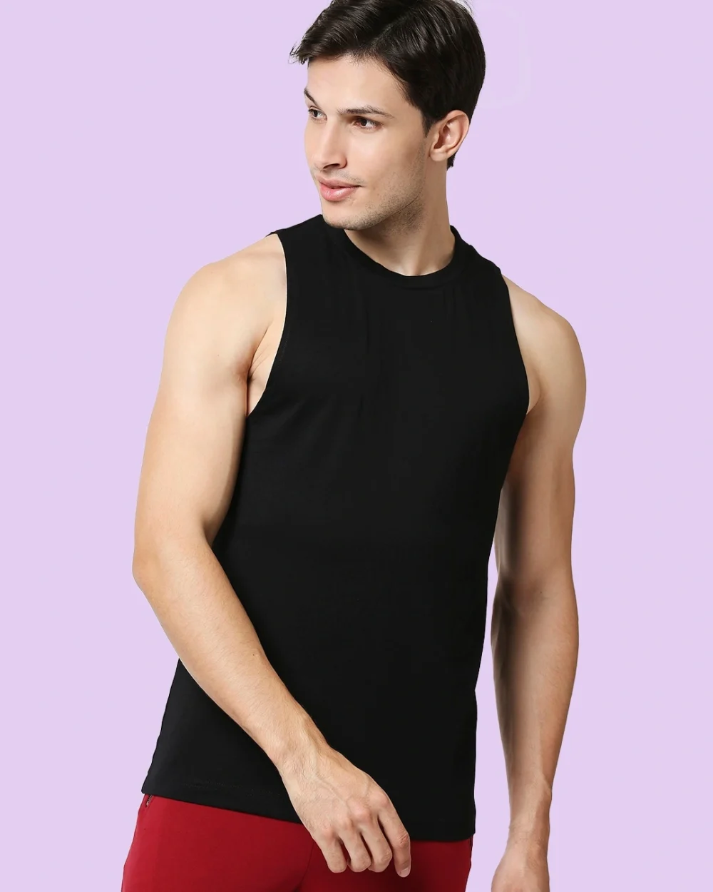 Men's Black Deep Armhole Oversized Vest