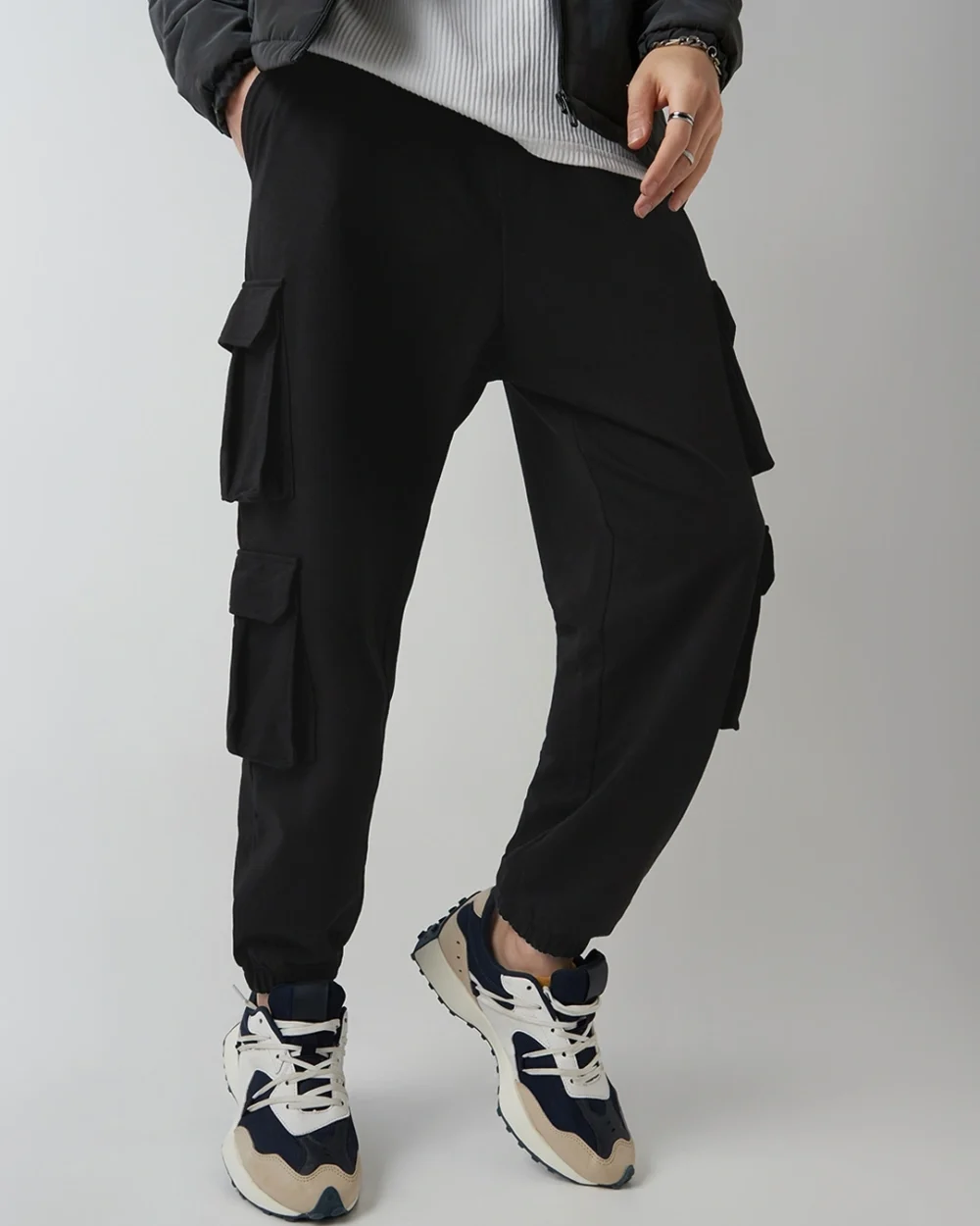 Men's Black Super Loose Fit Cargo Joggers