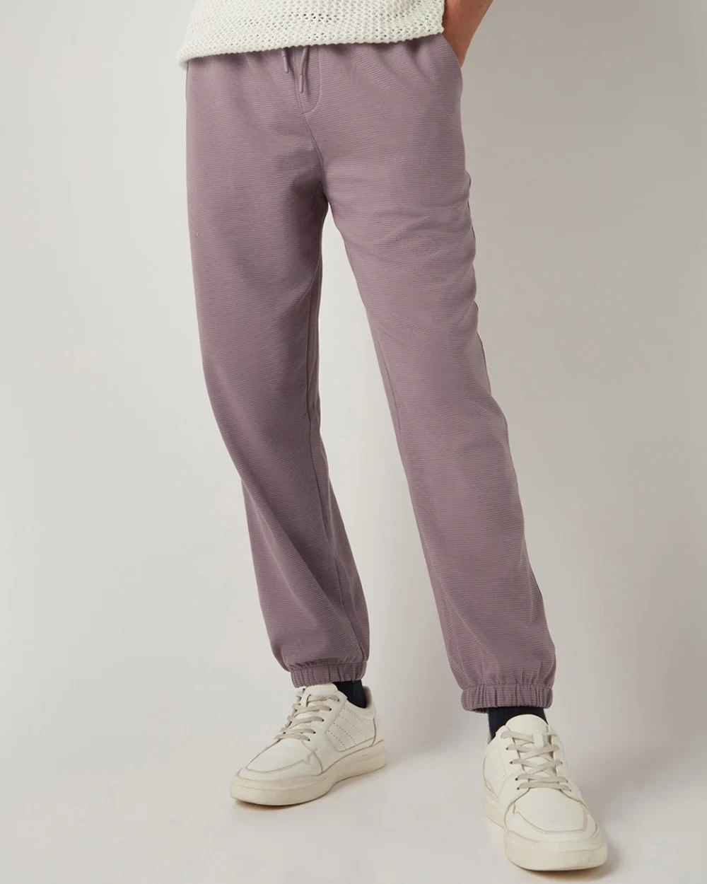 Men's Purple Textured Joggers