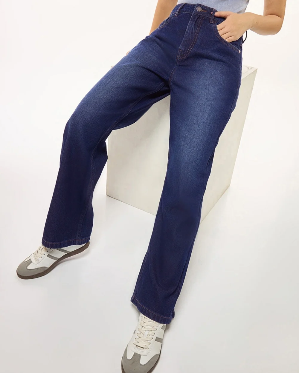 Women's Blue Baggy Wide Leg Jeans