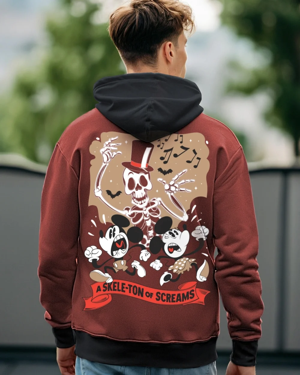 Men's Brown The Awakening Hour Graphic Printed Oversized Hoodies