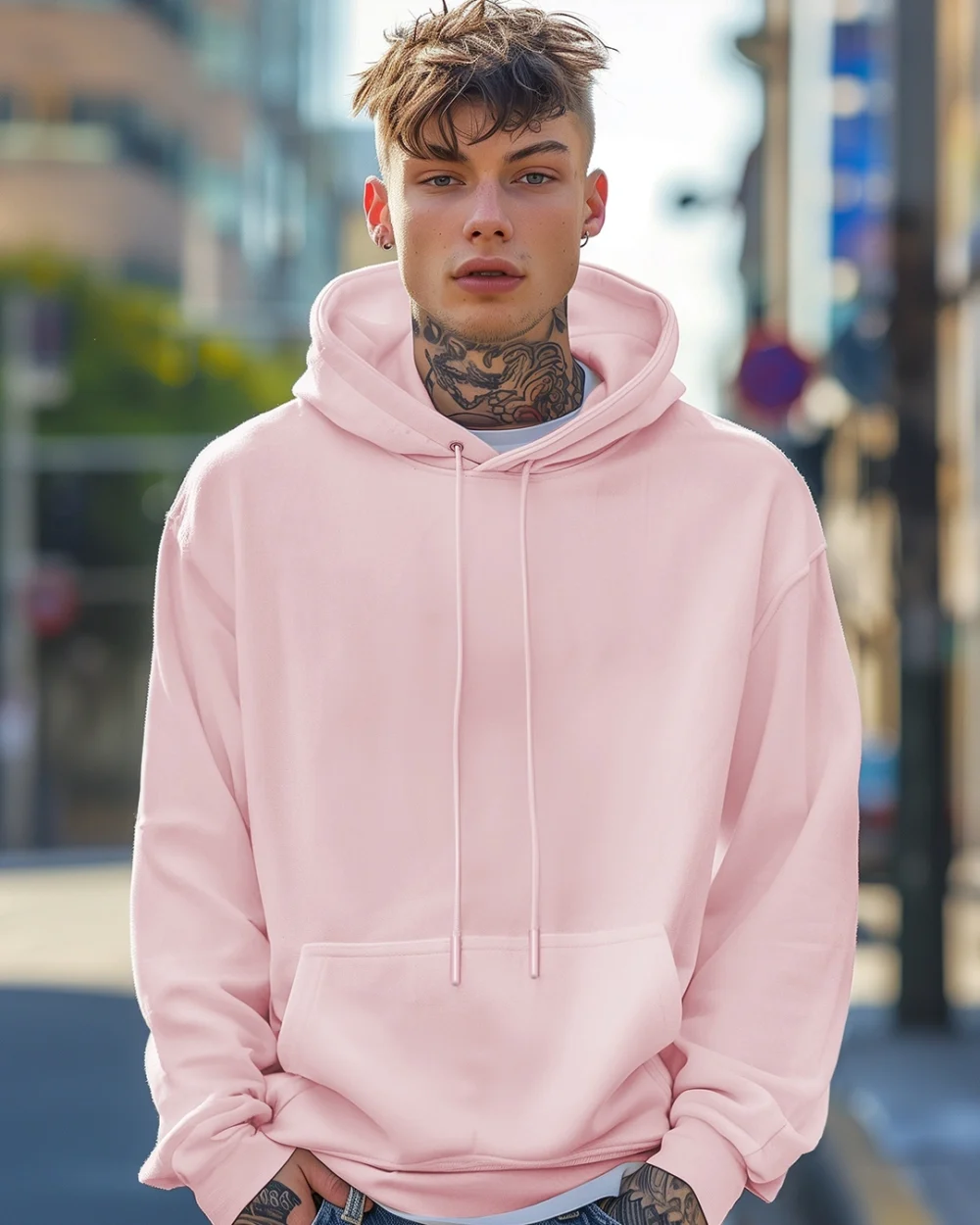 Men's Pink Oversized Hoodies