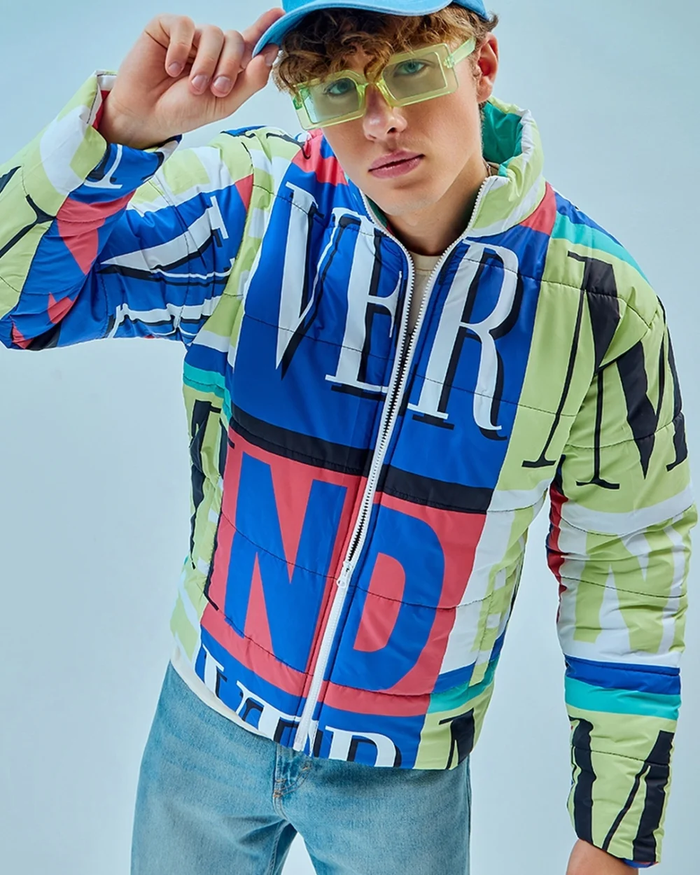 Men's Multicolor Bateaop Color Bloack Oversized Puffer Jacket