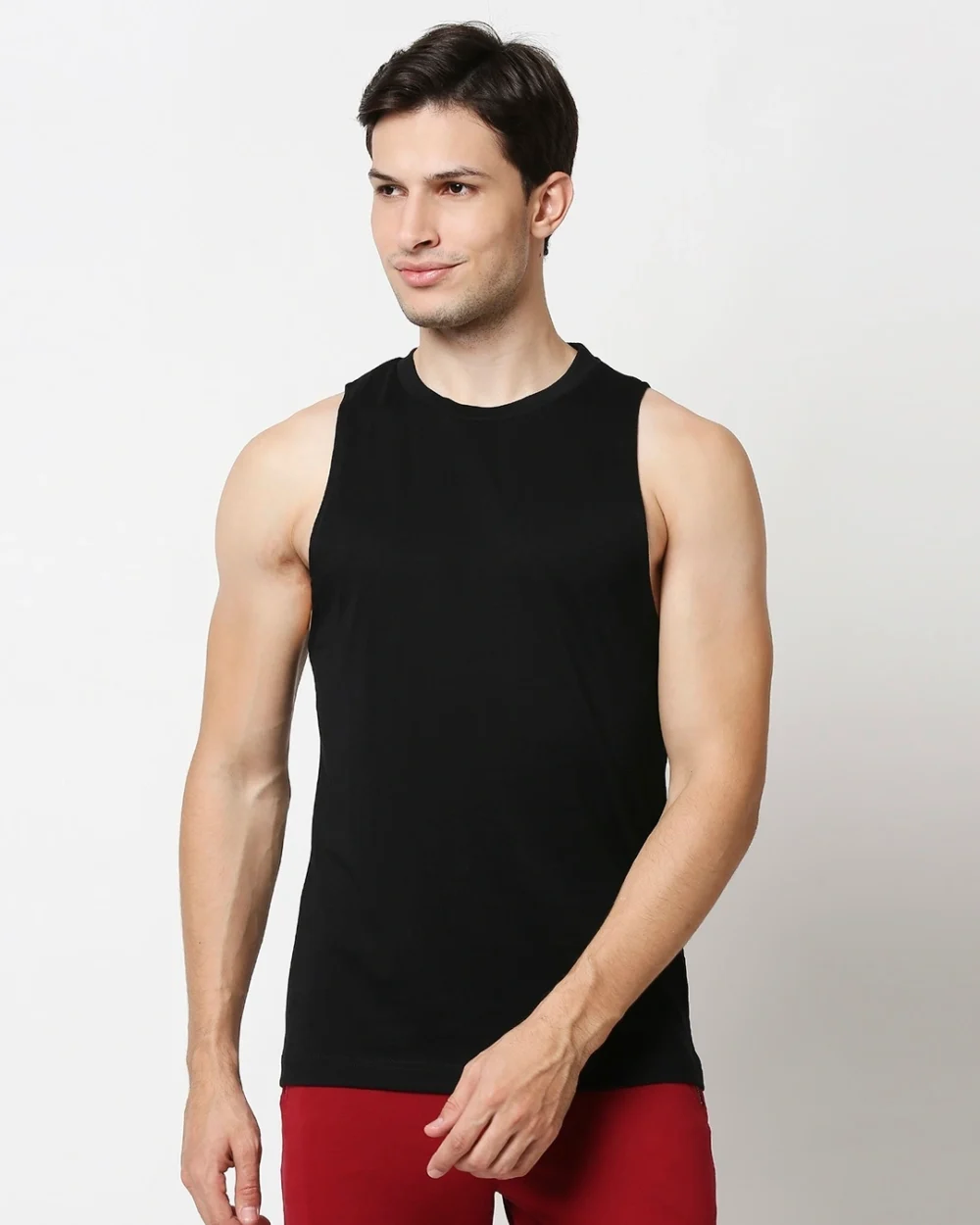 Men's Black Deep Armhole Oversized Vest - Image 2