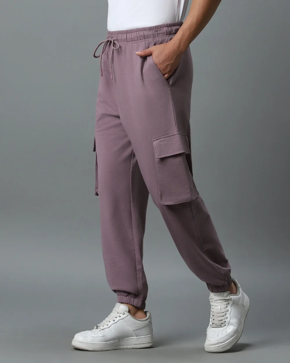 Men's Purple Oversized Cargo Joggers - Image 2