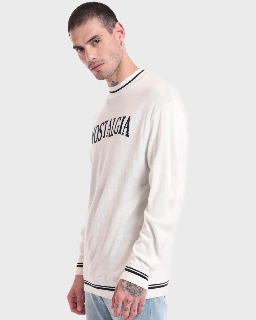 Men's Gardenia Nostalgia Typography Oversized Sweater - Image 2