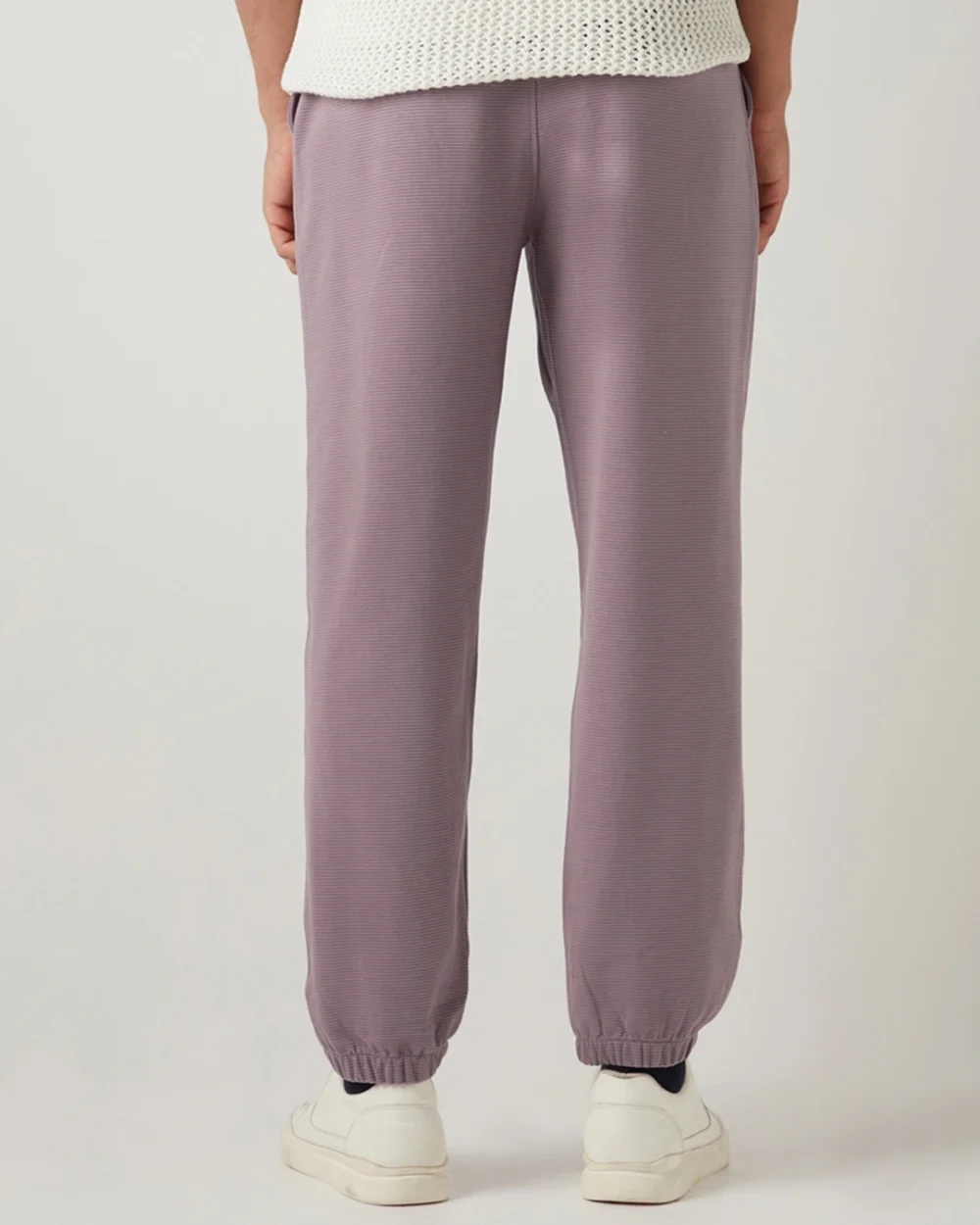 Men's Purple Textured Joggers - Image 3