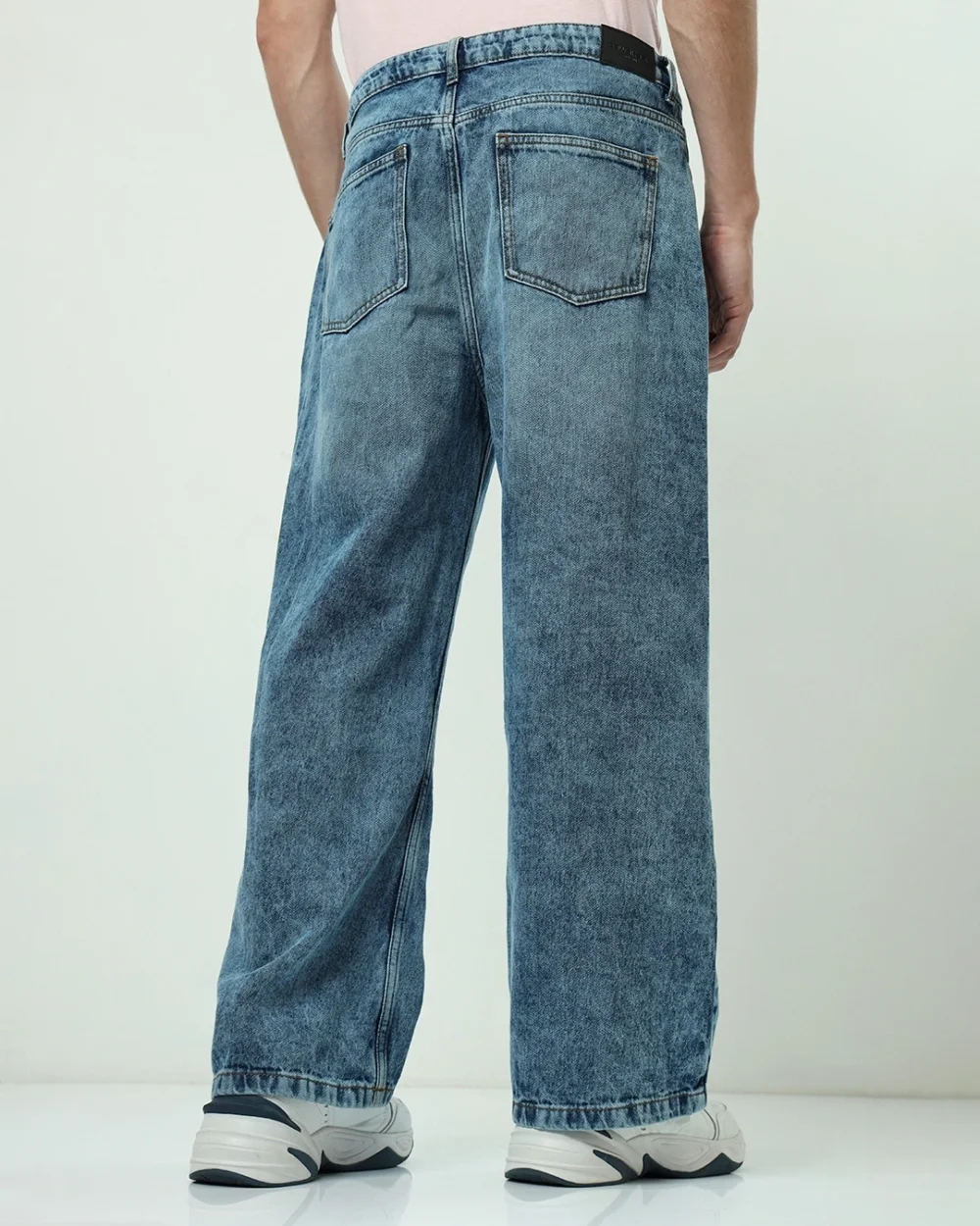 Men's Blue Baggy Straight Fit Jeans - Image 3