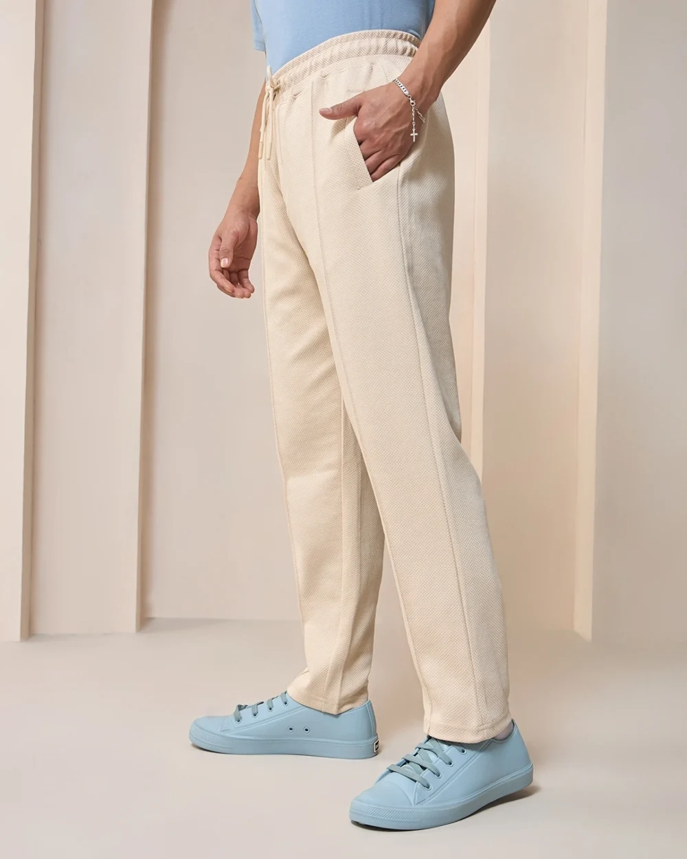 Men's Beige Track Pants - Image 3