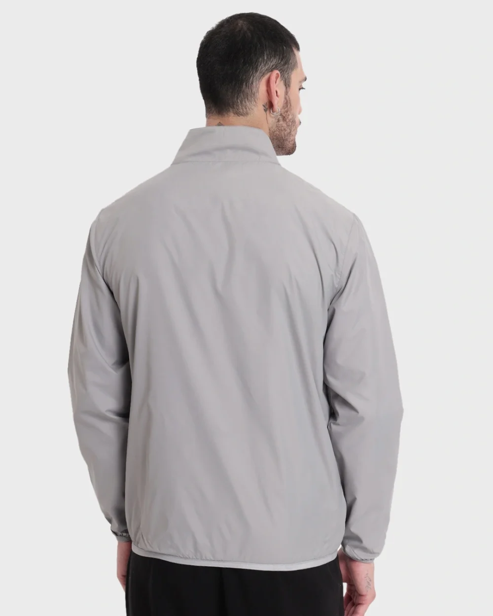 Men's Steel Grey Printed Windcheater Jacket - Image 3