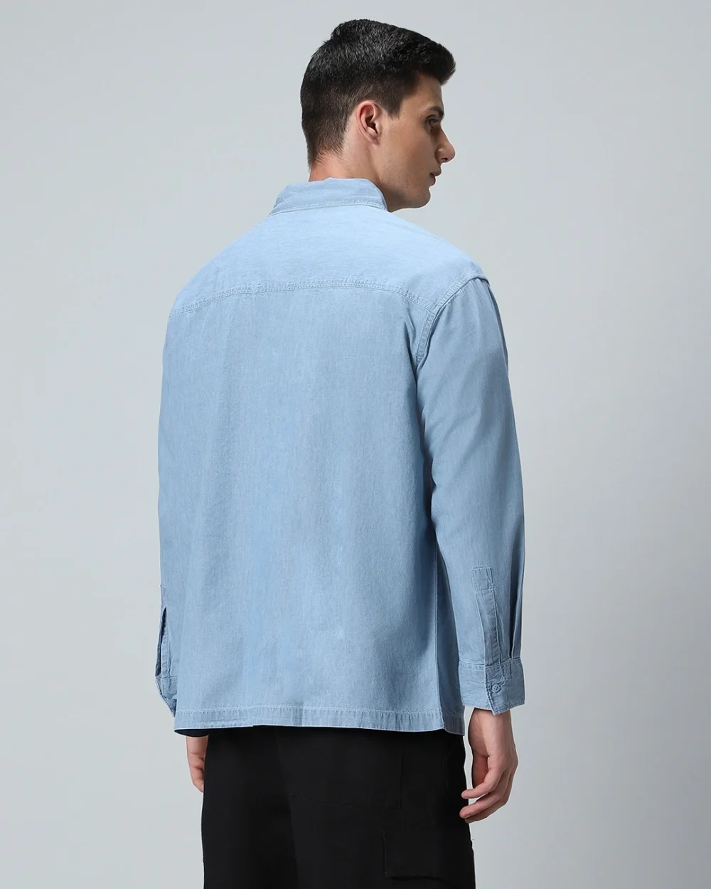 Men's Blue Den Graphic Printed Oversized Shirt - Image 3