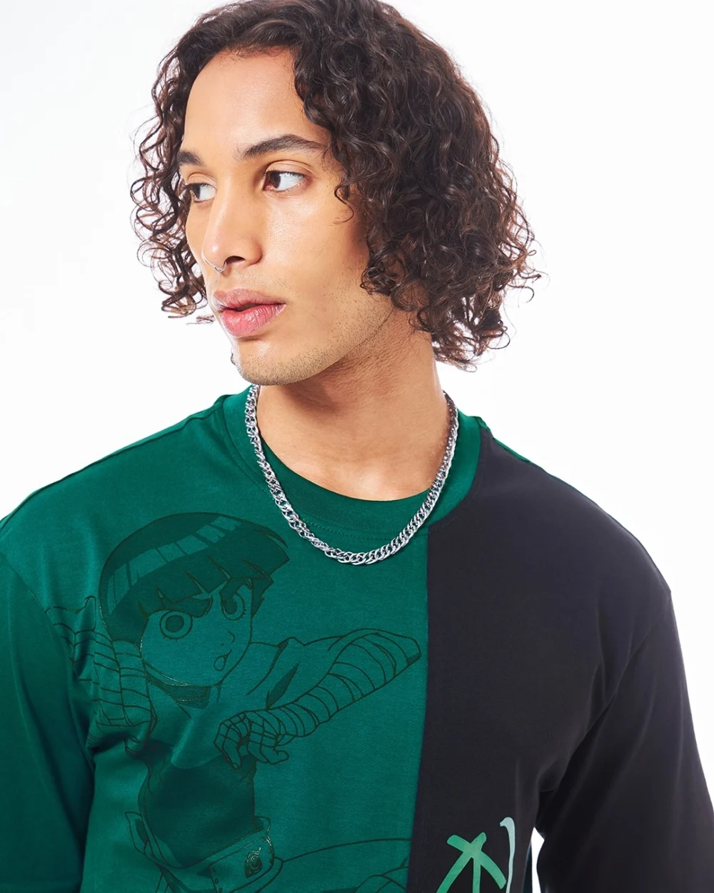 Men's Green & Black Rock Lee Graphic Printed Oversized Co-ordinates - Image 5