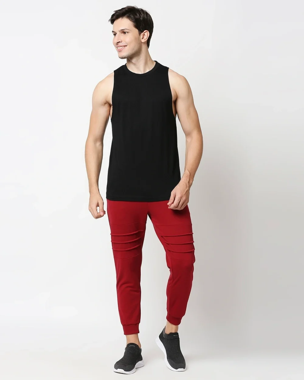 Men's Black Deep Armhole Oversized Vest - Image 5