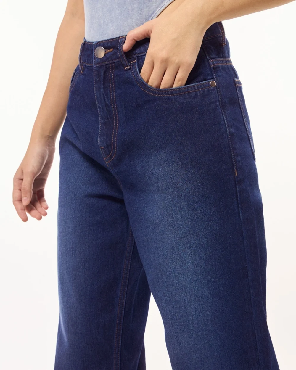 Women's Blue Baggy Wide Leg Jeans - Image 5