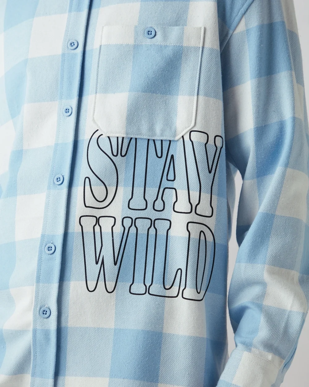 Men's Blue Stay Wild Checked Oversized Shirt - Image 5