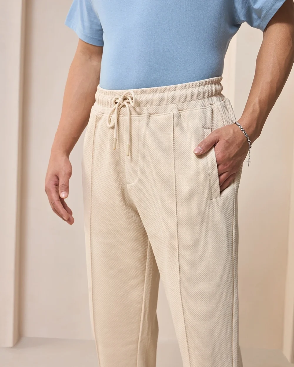 Men's Beige Track Pants - Image 6