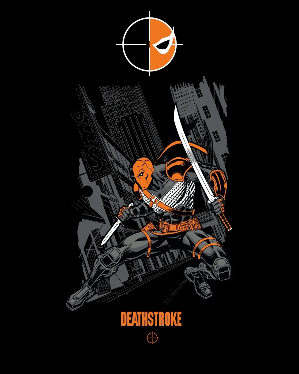 Men's Black Deathstroke Graphic Printed Oversized T-shirt - Image 6