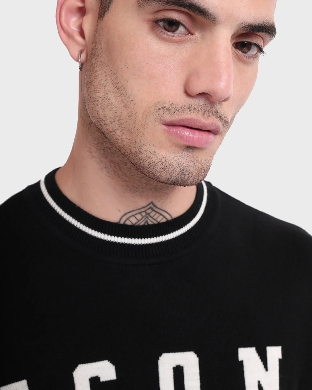 Men's Jet Black ICON Typography Oversized Sweater - Image 6