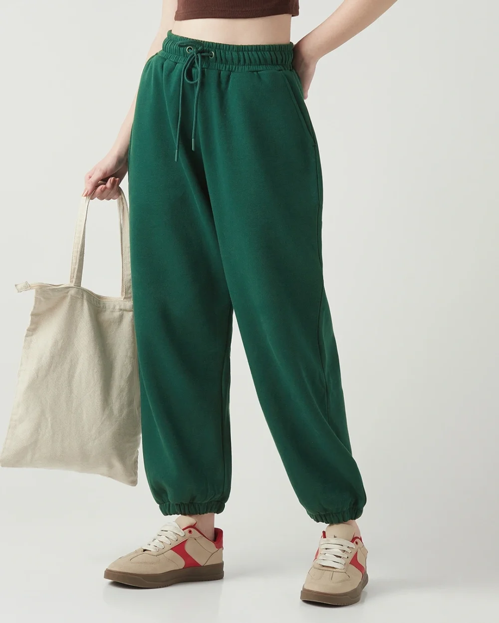 Women's Green Super Loose Fit Joggers