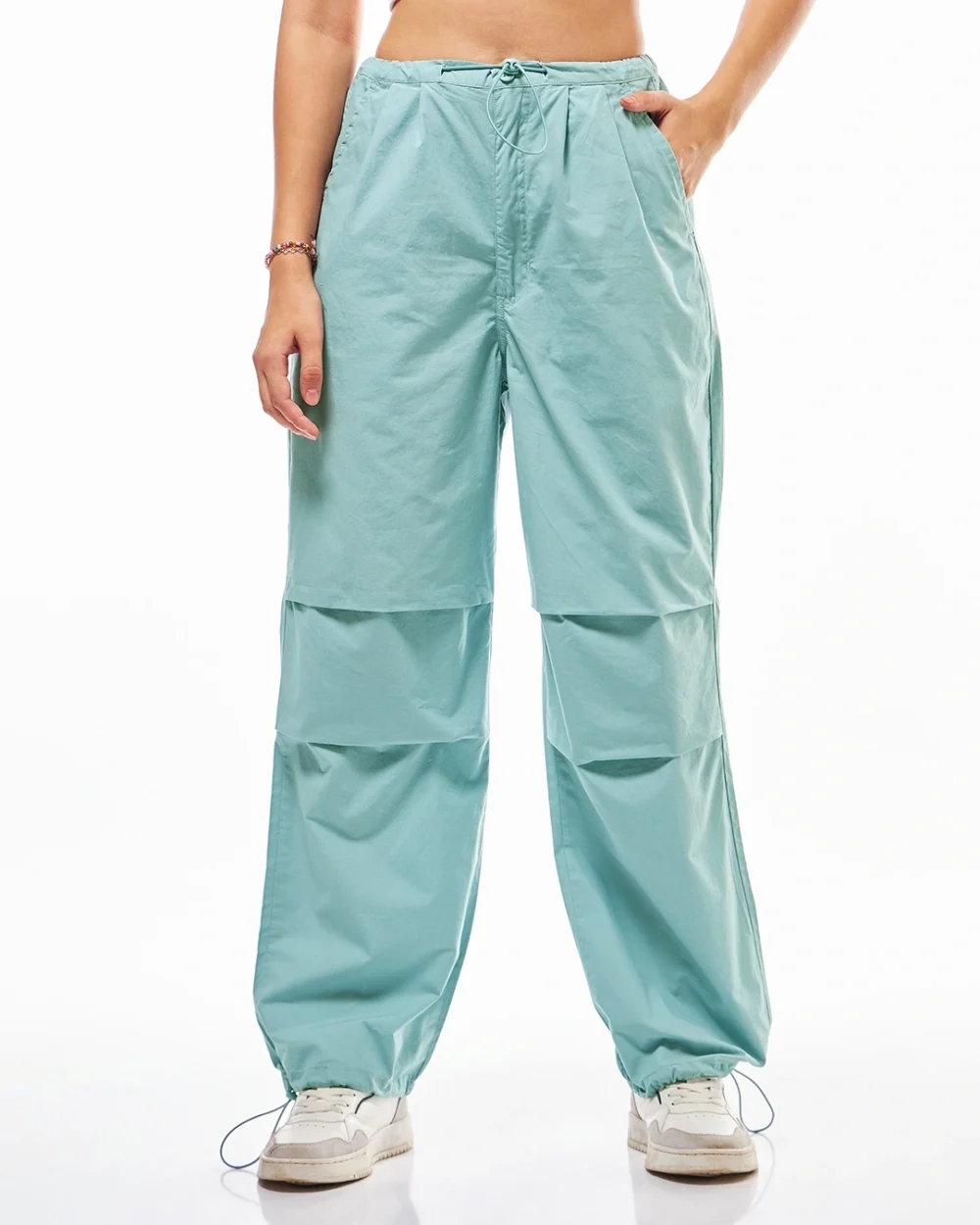 Women's Light Blue Oversized Parachute Pants