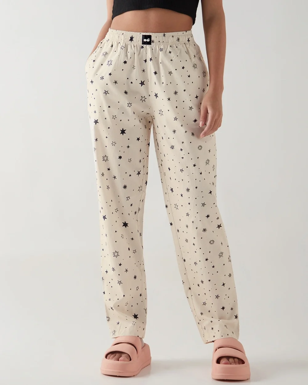 Women's Cream All Over Printed Pyjamas