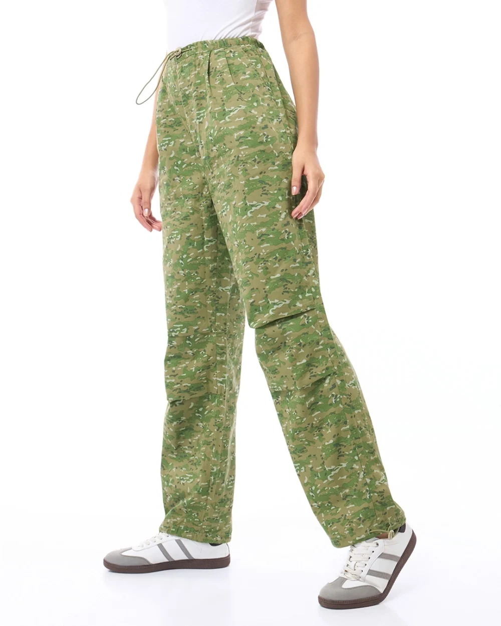 Women's Green All Over Printed Oversized Parachute Pants - Image 2