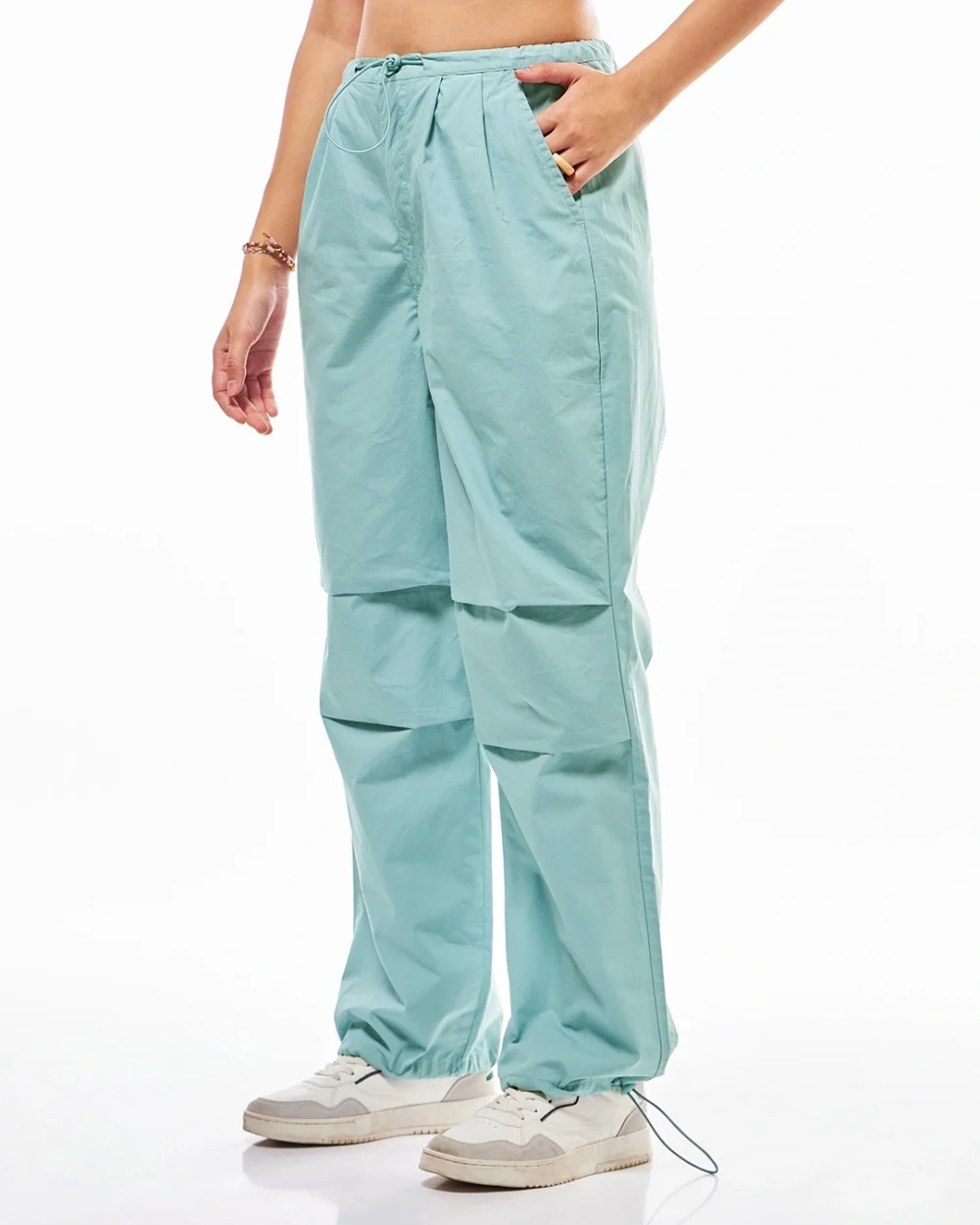 Women's Light Blue Oversized Parachute Pants - Image 2