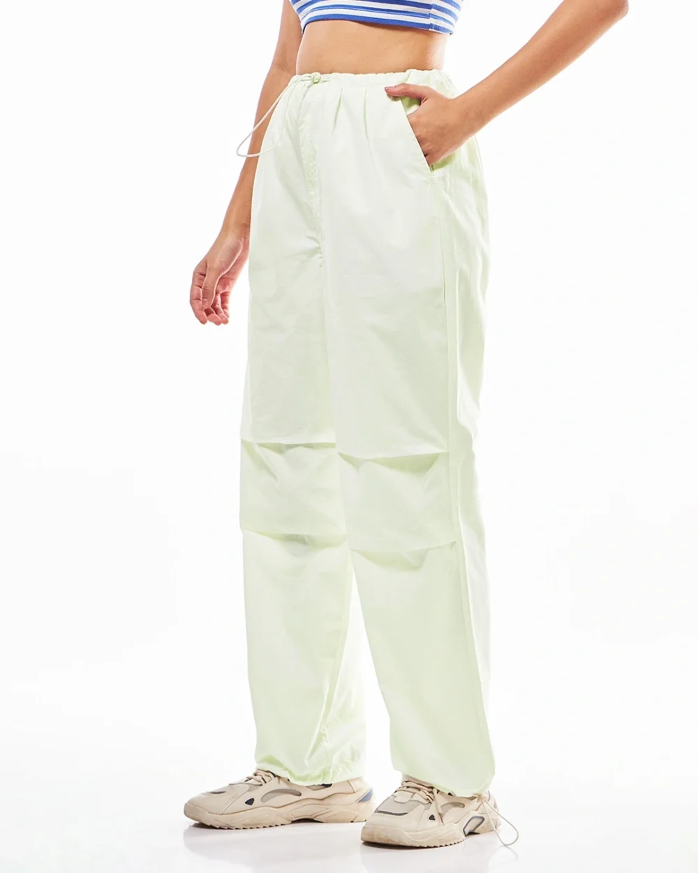 Women's Off White Oversized Parachute Pants - Image 2