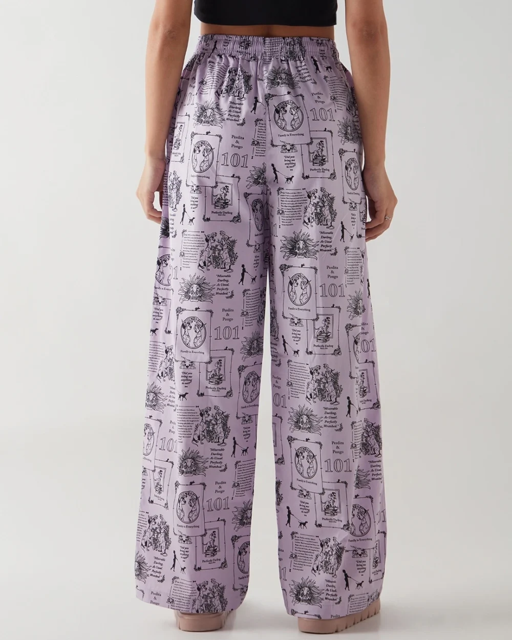 Women's Purple All Over Printed Wide Leg Pyjamas - Image 3