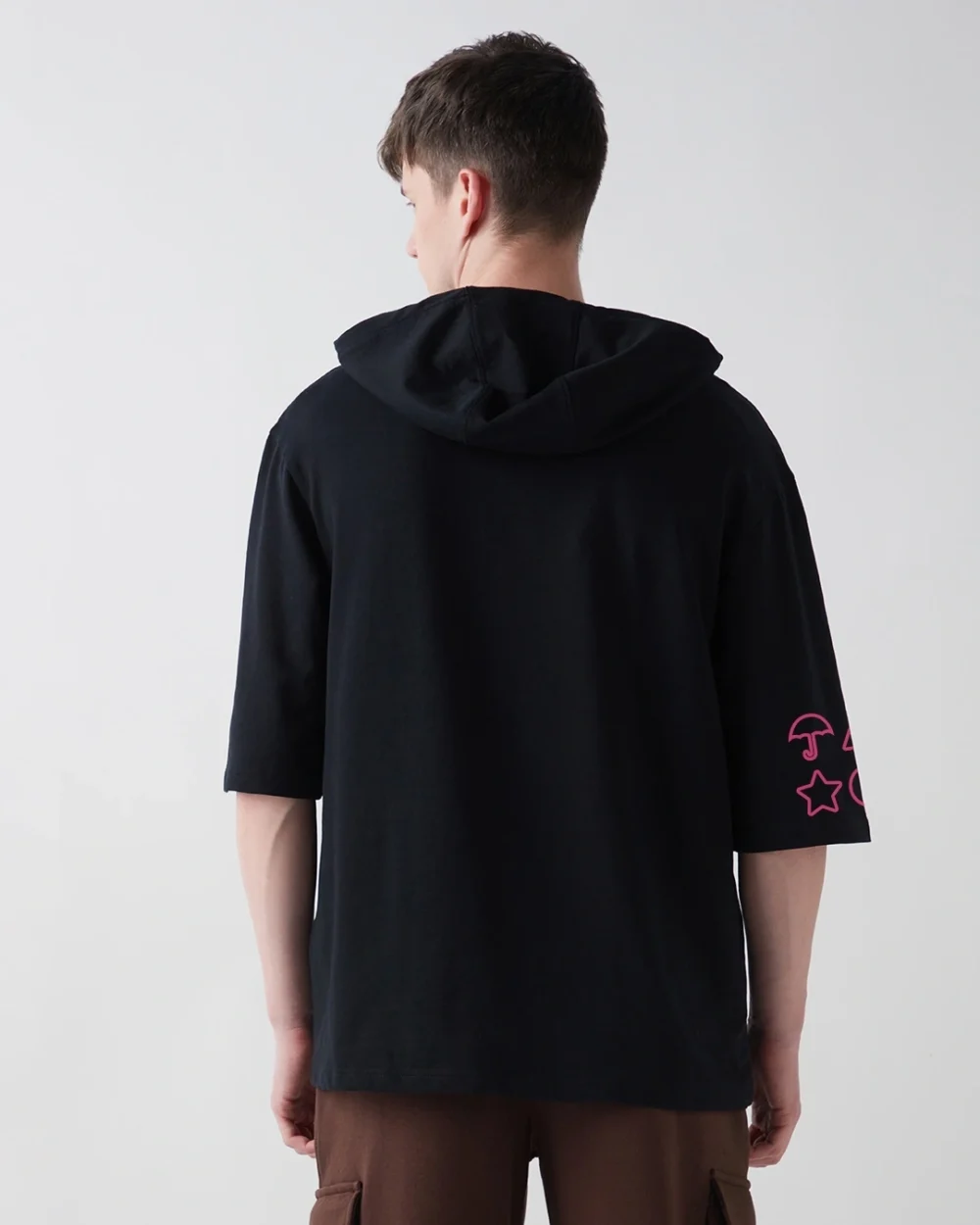 Men's Black Squid Game Graphic Printed Oversized Hoodie T-shirt - Image 3