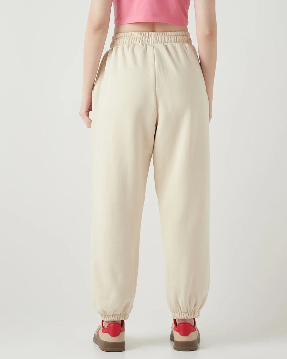 Women's Beige Super Loose Fit Joggers - Image 4