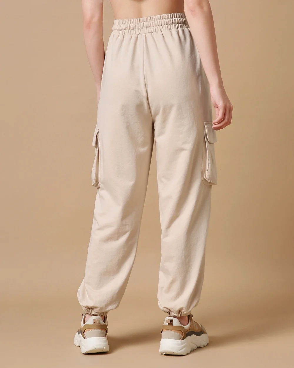 Women's Beige Oversize Cargo Joggers - Image 4