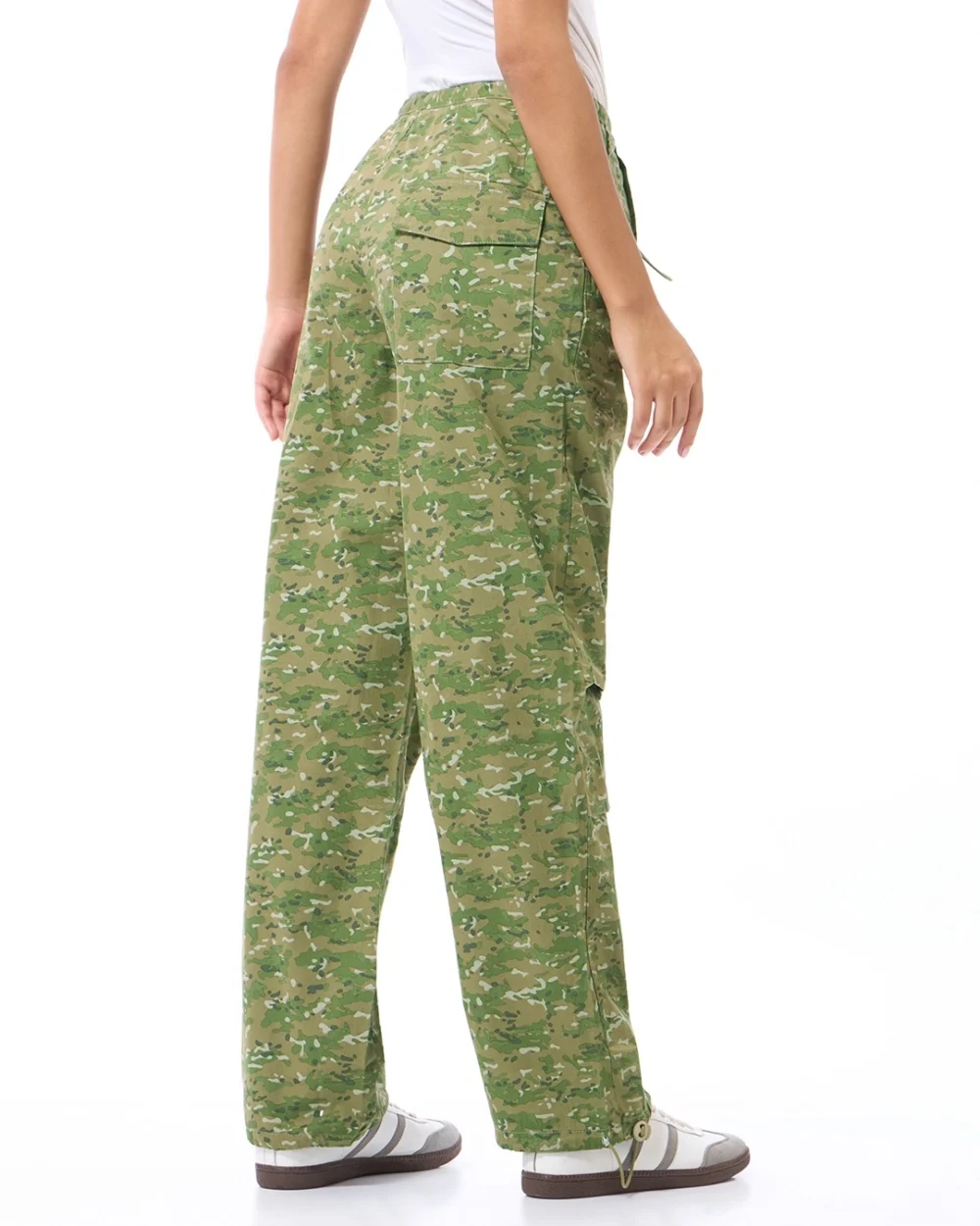 Women's Green All Over Printed Oversized Parachute Pants - Image 4