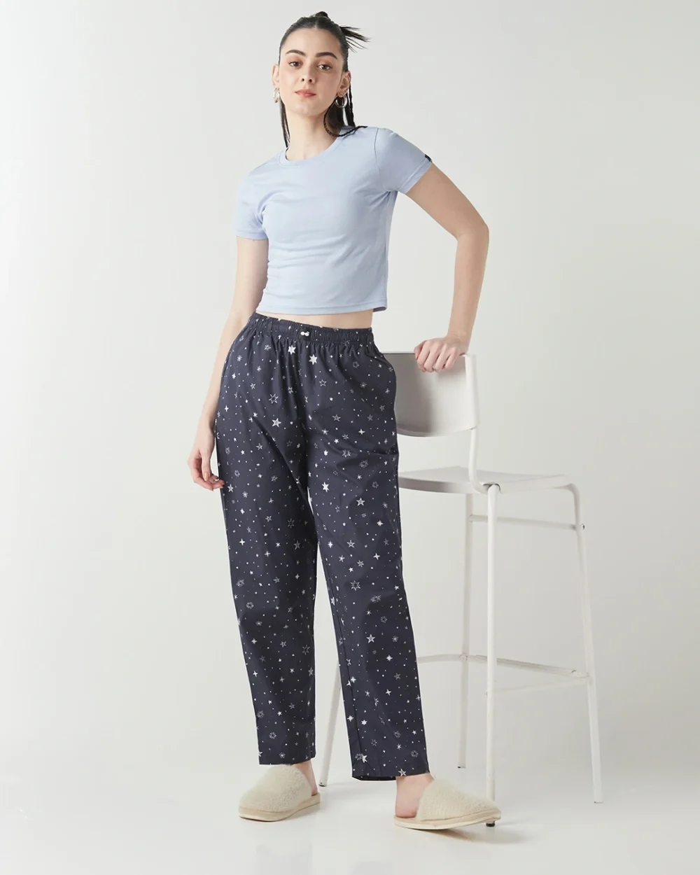 Women's Blue All Over Printed Pyjamas - Image 4