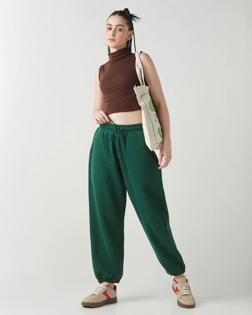 Women's Green Super Loose Fit Joggers - Image 5