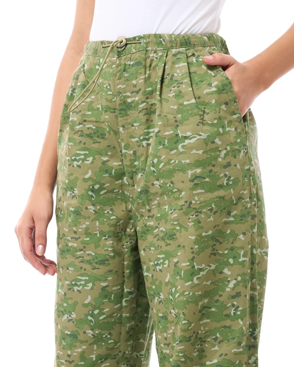 Women's Green All Over Printed Oversized Parachute Pants - Image 6