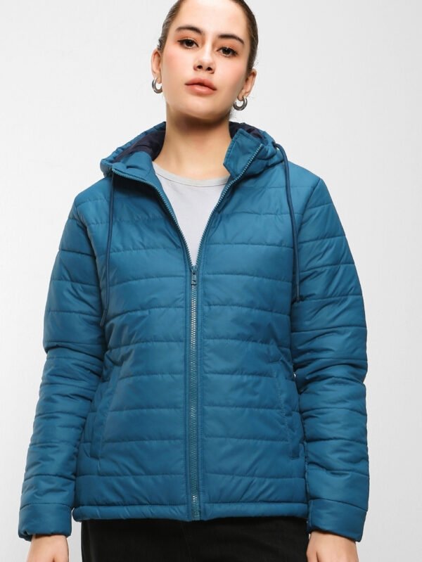 Buy Women's Deep Teal Relaxed Fit Puffer Jacket Online at Bewakoof