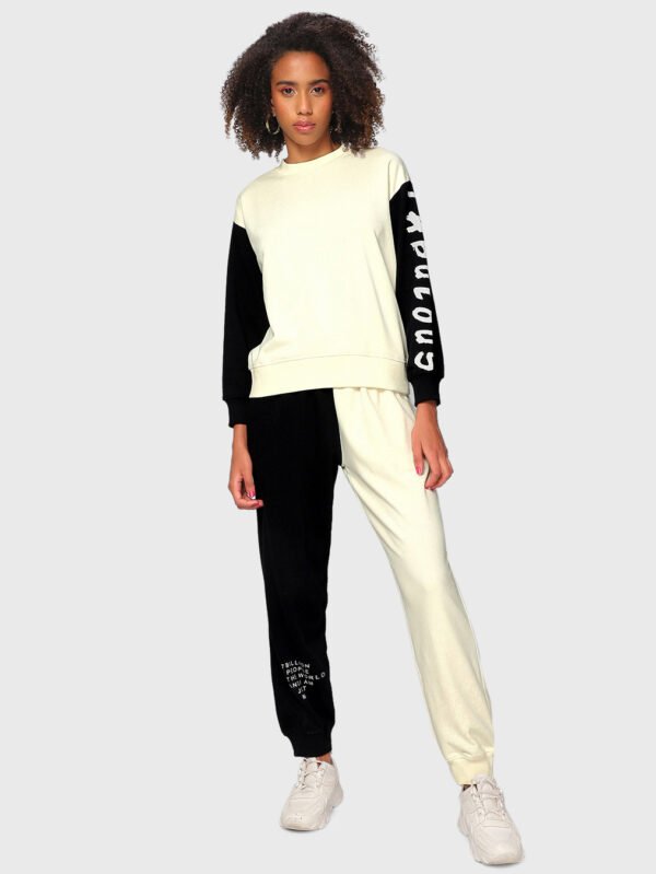 Buy Women's Gardenia & Black Fabulous Typography Oversized Sweatshirt & Jogger Set Online in India at Bewakoof