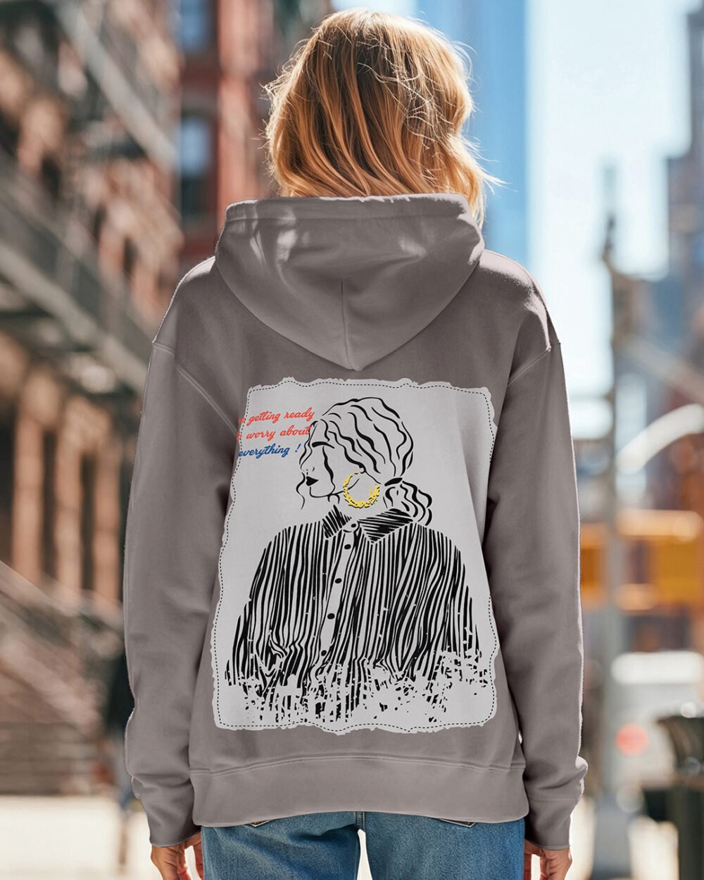 Buy Women's Grey Worry Ready Graphic Printed Oversized Hoodies Online at Bewakoof