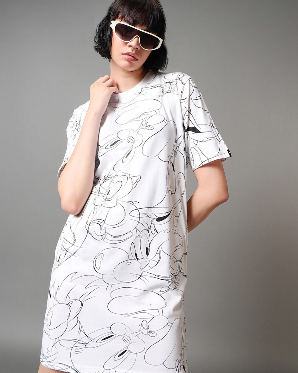 Buy Women's White All Over Printed Oversized Dress Online at Bewakoof