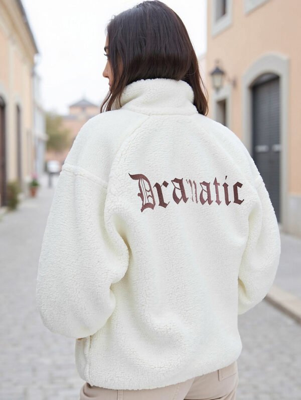 Buy Women's White Dramatic Typography Super Loose Fit Jacket Online at Bewakoof