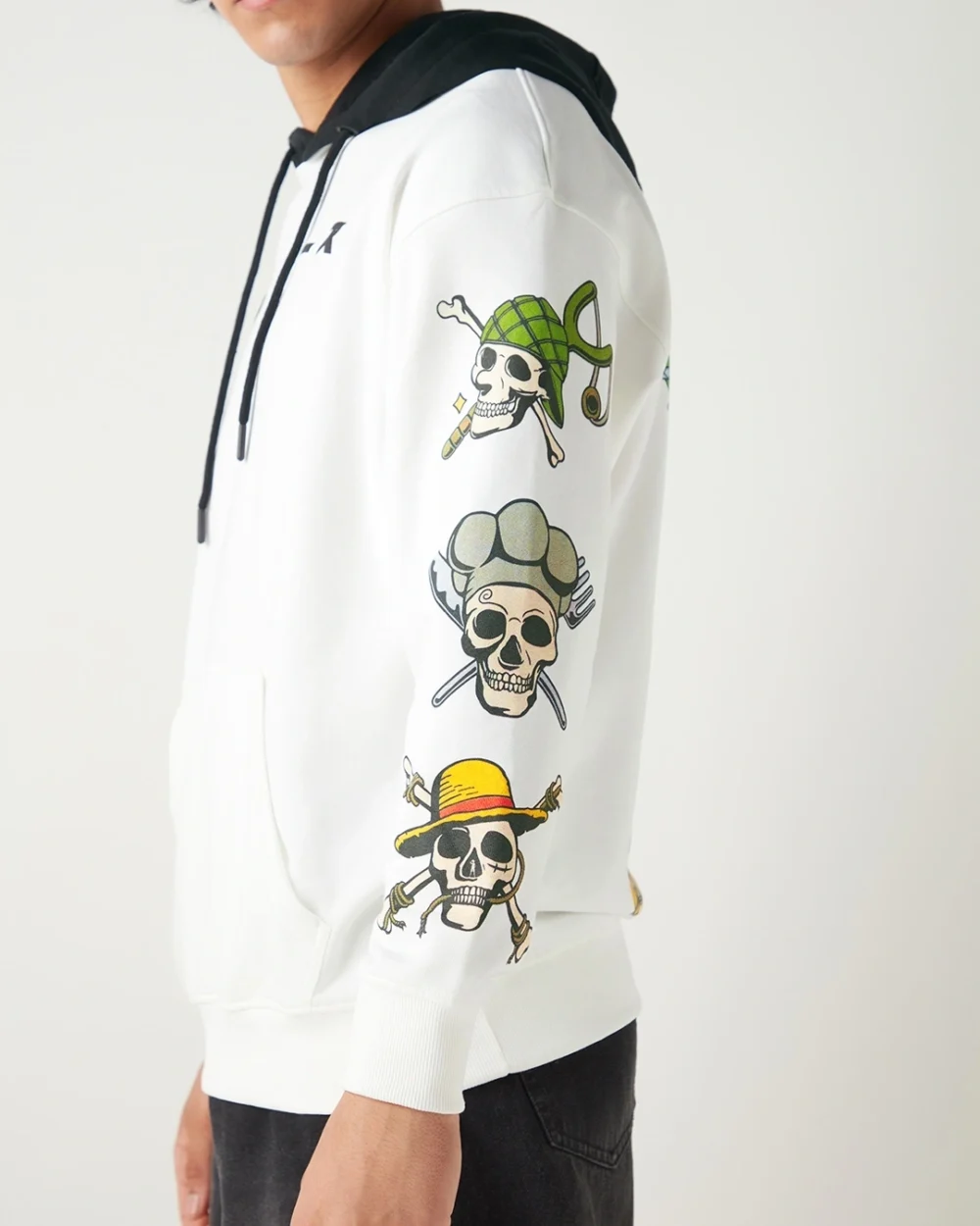 Men's White & Black Graphic Printed Oversized Hoodies - Image 6