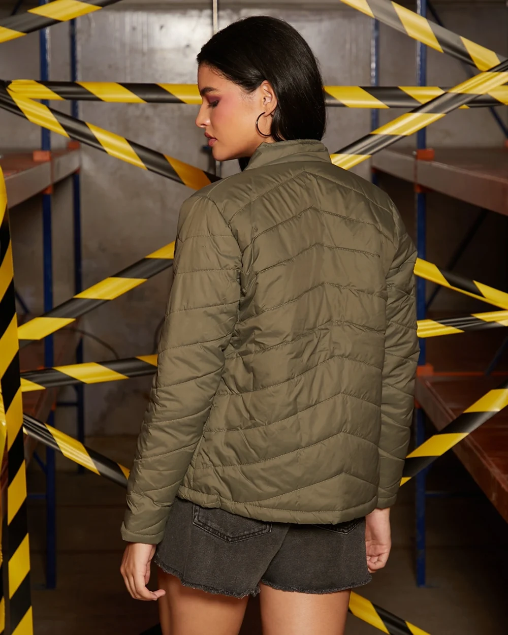 Women's Olive Green Puffer Jacket - Image 5